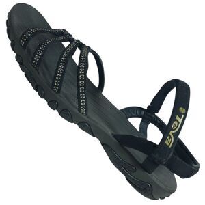 Teva Kayenta Strappy Studded Outdoor Hiking Sandals Black Gold Womens Size 8